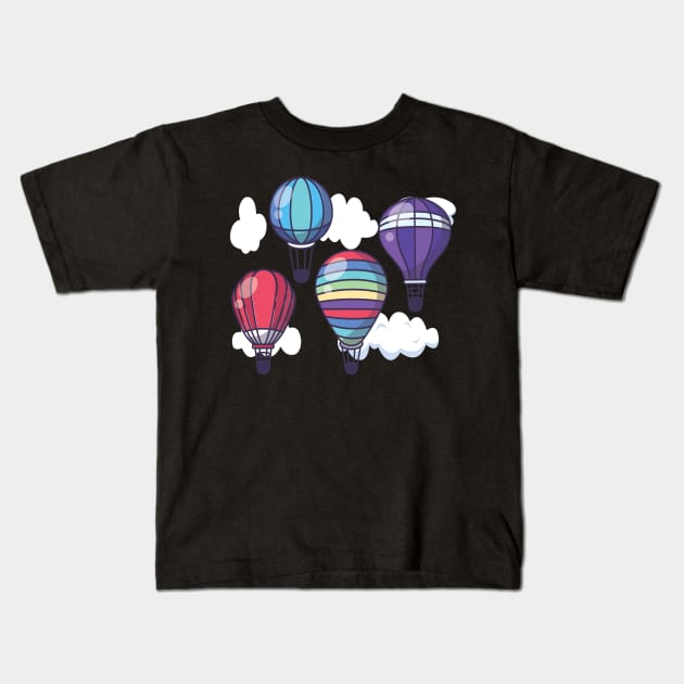 Hot Air Balloon Ride Aviation Flying Kids T-Shirt by MooonTees